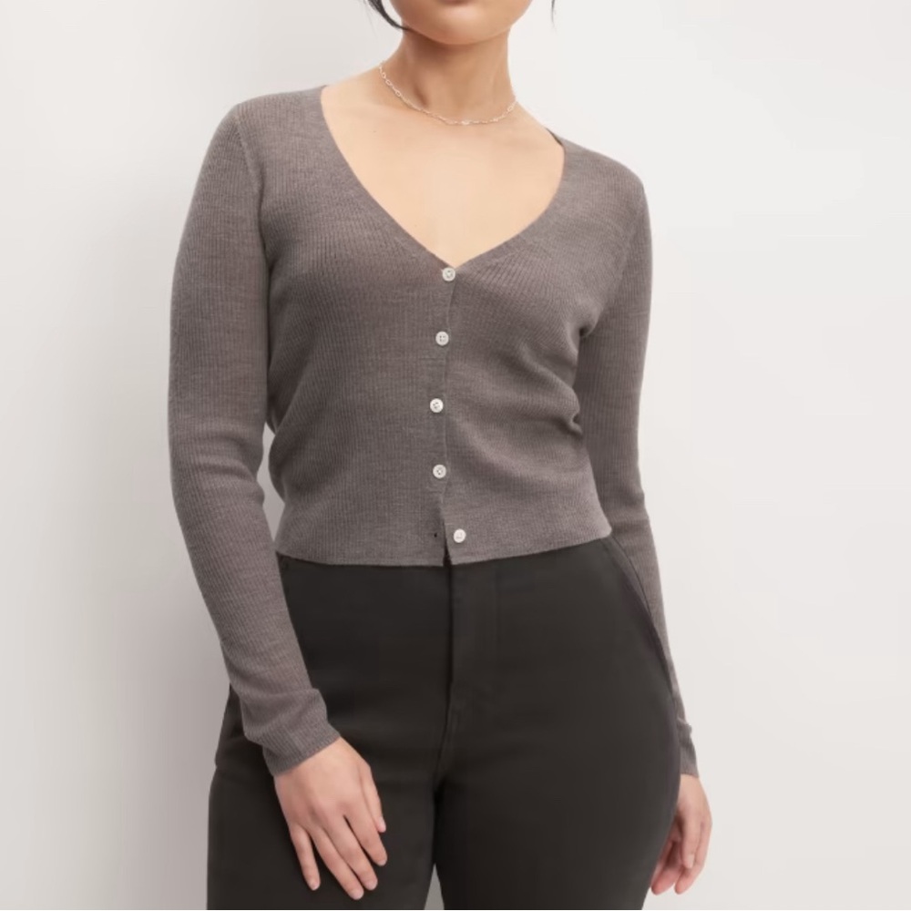 Everlane Merino Wool Taupe Cardigan NWT XS